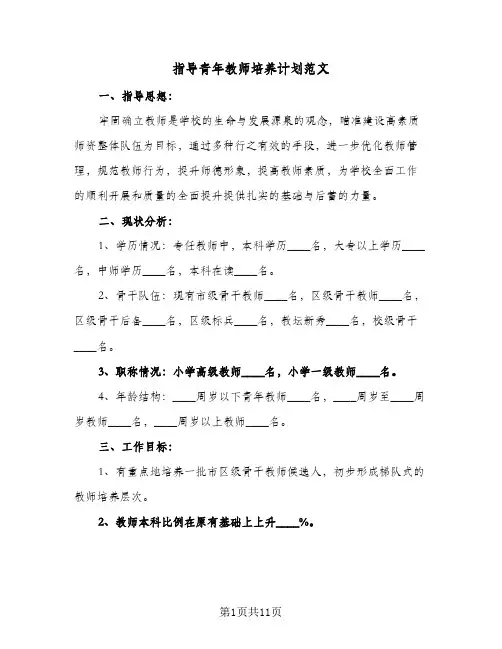 2023年指导青年教师培养计划范文(三篇)