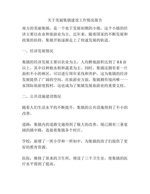 关于美丽集镇建设工作情况报告