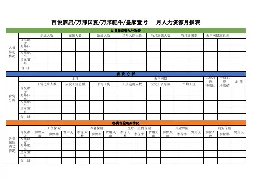 人力资源月报表