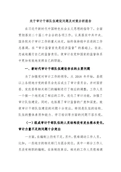 关于审计干部队伍建设问题及对策分析报告 