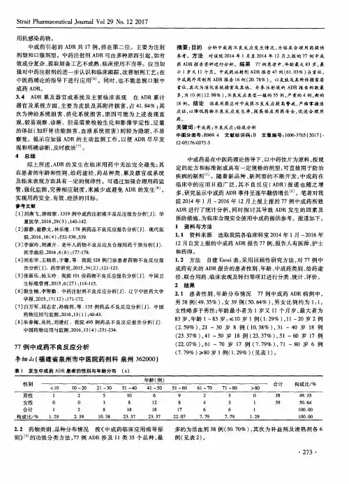 77例中成药不良反应分析