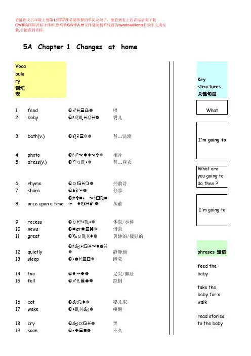 香港朗文5A单词及句子(音标)
