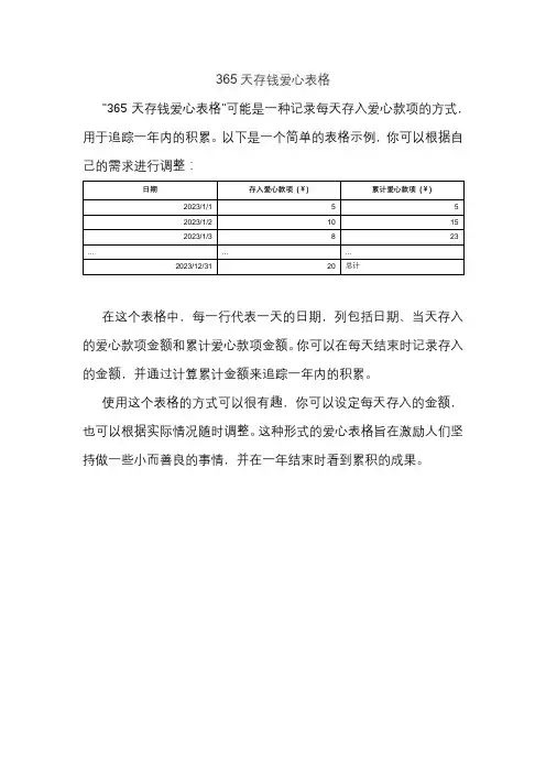 365天存钱爱心表格