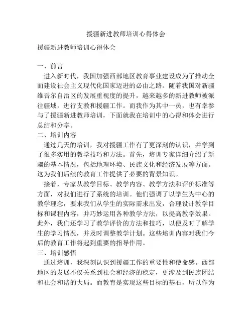 援疆新进教师培训心得体会