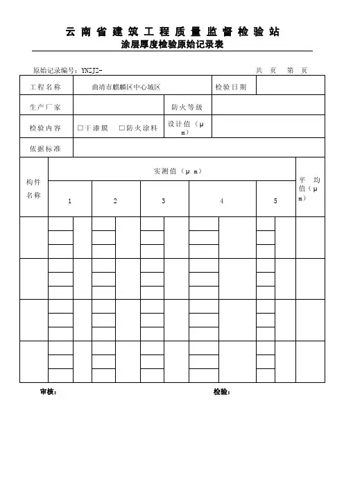 漆膜厚度原始记录表