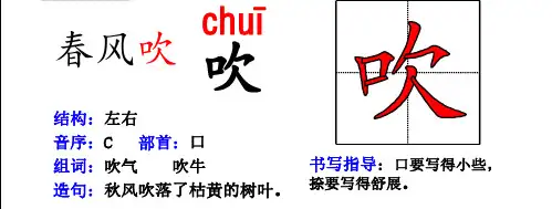 部编版二年级语文上册生字卡片：偏旁部首、组词造句带拼音_3