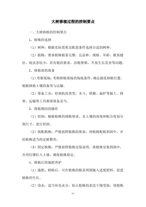 大树移植过程的控制要点
