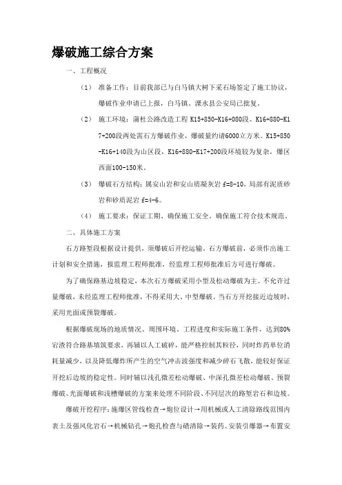 石方爆破作业综合施工方案及工艺框图