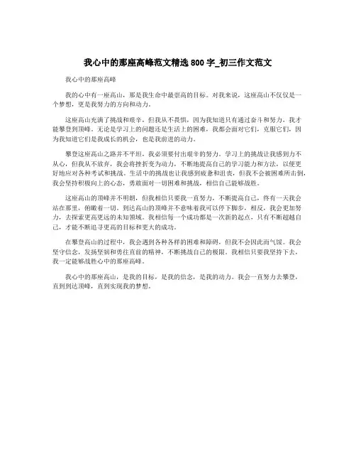 我心中的那座高峰范文精选800字_初三作文范文