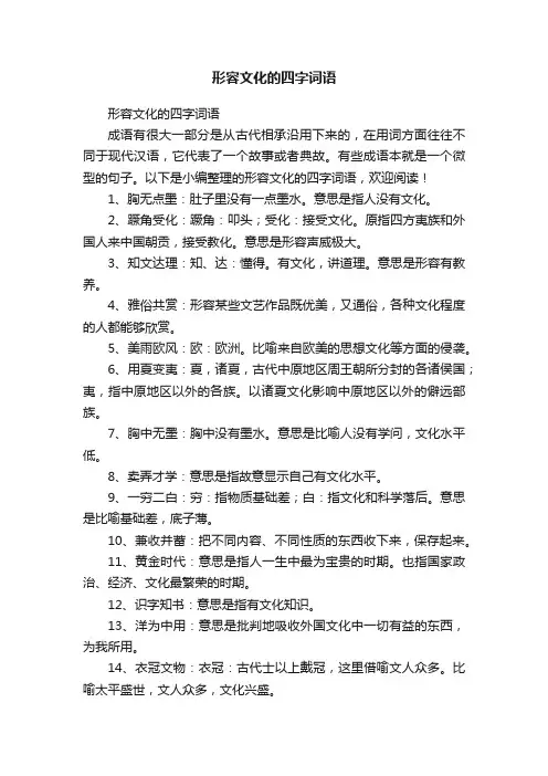 形容文化的四字词语