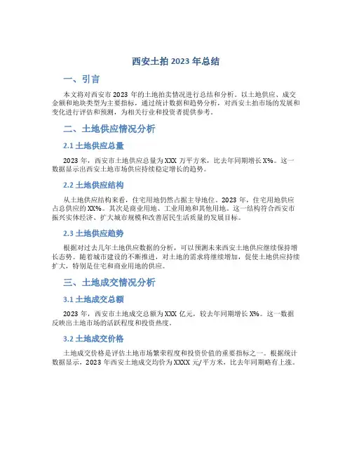 西安土拍2023年总结