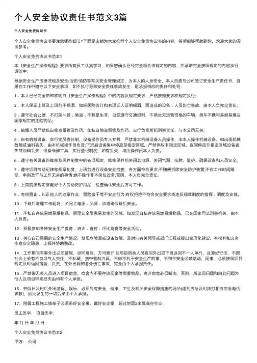 个人安全协议责任书范文3篇