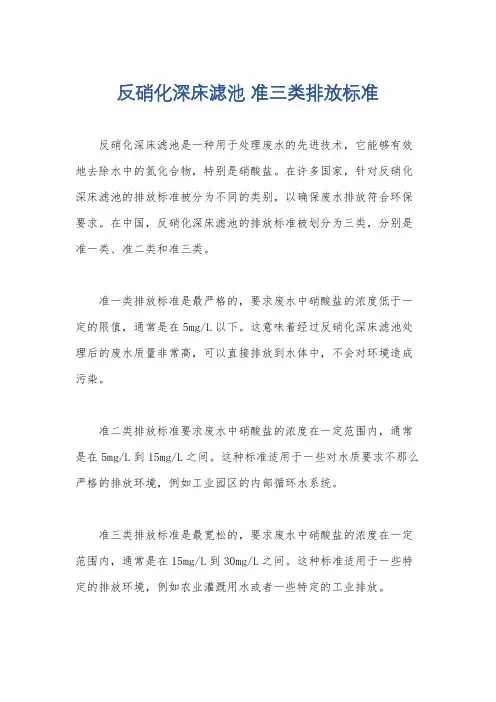 反硝化深床滤池 准三类排放标准