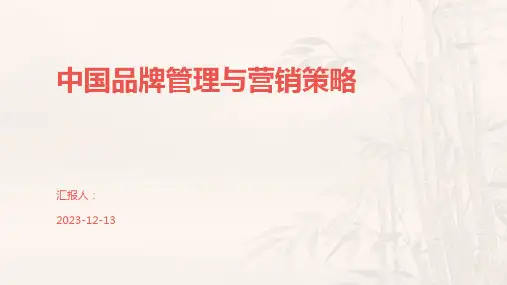 中国品牌管理与营销策略