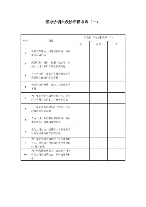 领导协调自我诊断标准表(一)