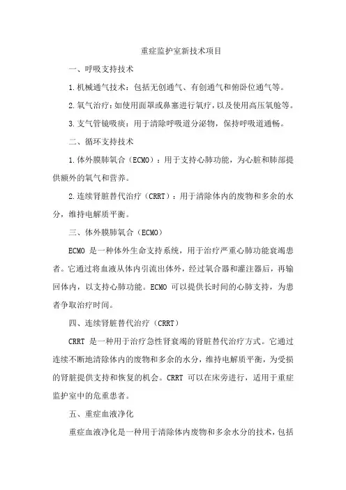 重症监护室新技术项目