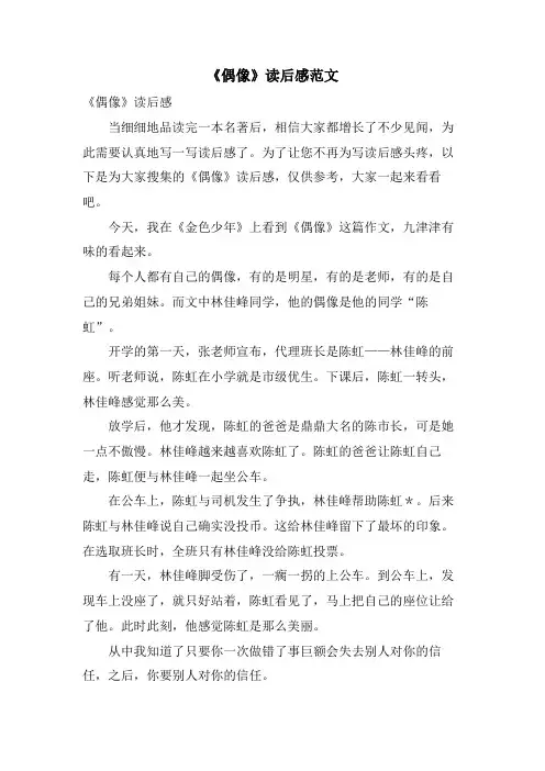 《偶像》读后感范文