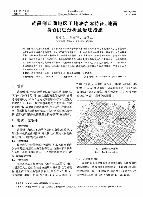 武昌倒口湖地区F地块岩溶特征、地面塌陷机理分析及治理措施