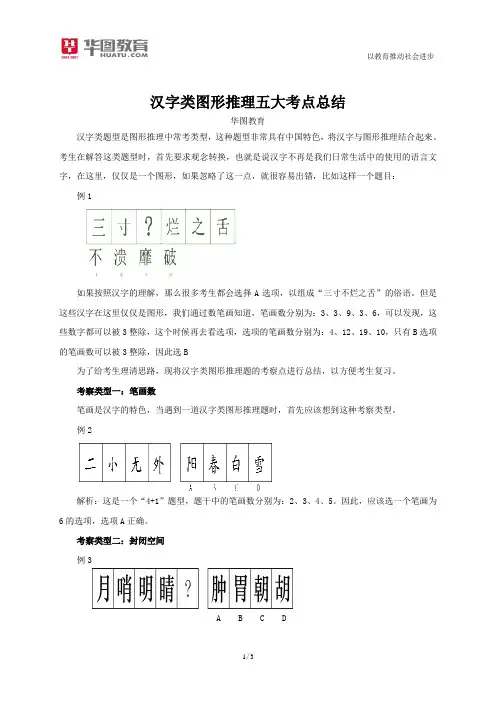 汉字类图形推理五大考点总结