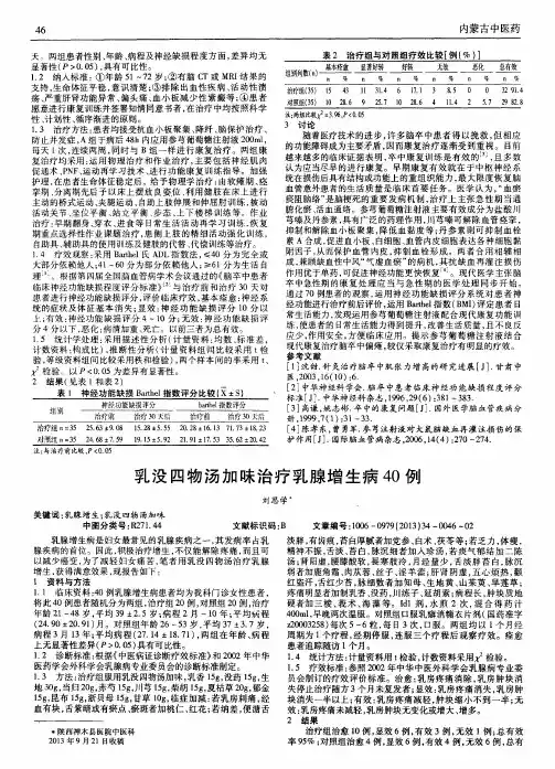 乳没四物汤加味治疗乳腺增生病40例