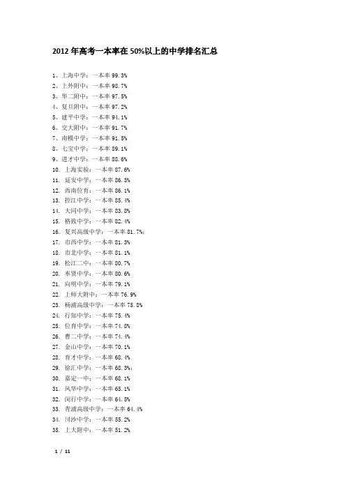 2012年高考一本率在50