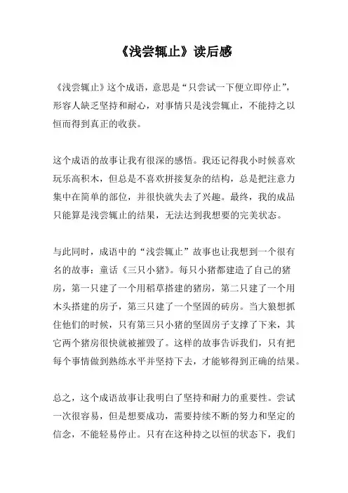 《浅尝辄止》读后感