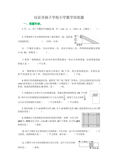 小学数学培优题(二)