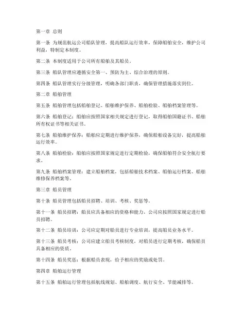 航运公司船队管理制度范本