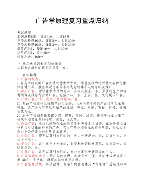 广告学原理复习重点归纳