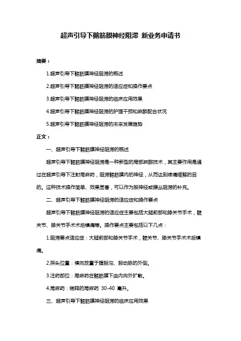 超声引导下髂筋膜神经阻滞 新业务申请书