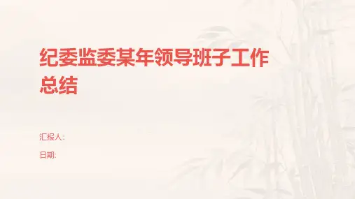 纪委监委某年领导班子工作总结