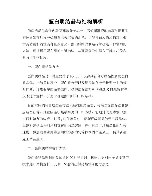蛋白质结晶与结构解析