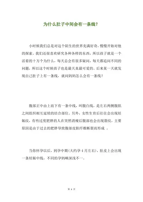 为什么肚子中间会有一条线？