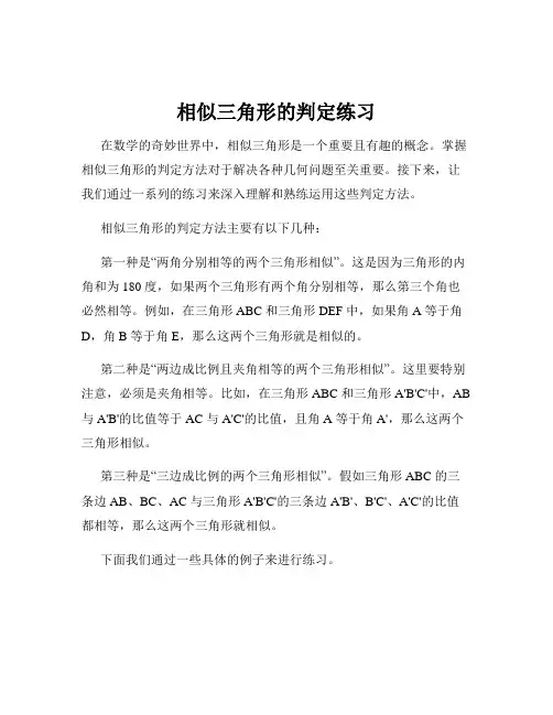 相似三角形的判定练习