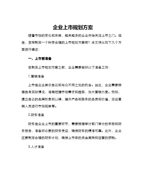 企业上市规划方案