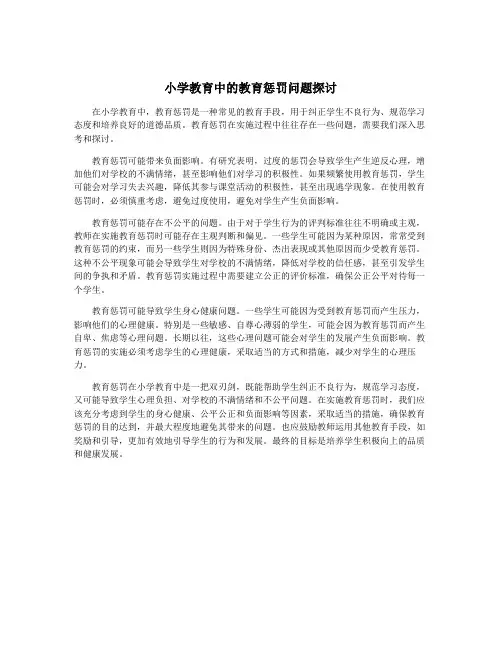 小学教育中的教育惩罚问题探讨
