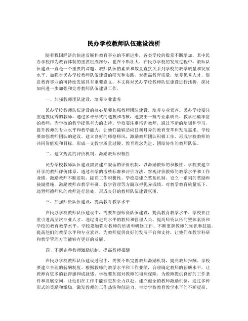 民办学校教师队伍建设浅析