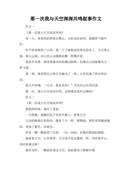 那一次我与天空深深共鸣叙事作文