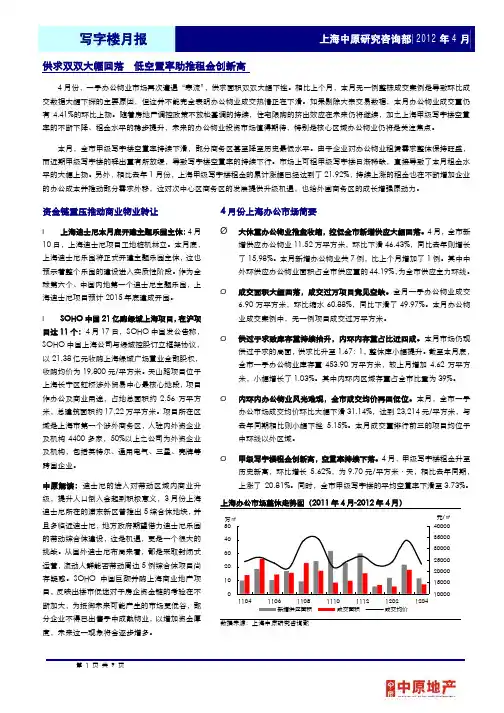 中原地产上海一手写字楼市场月报04月