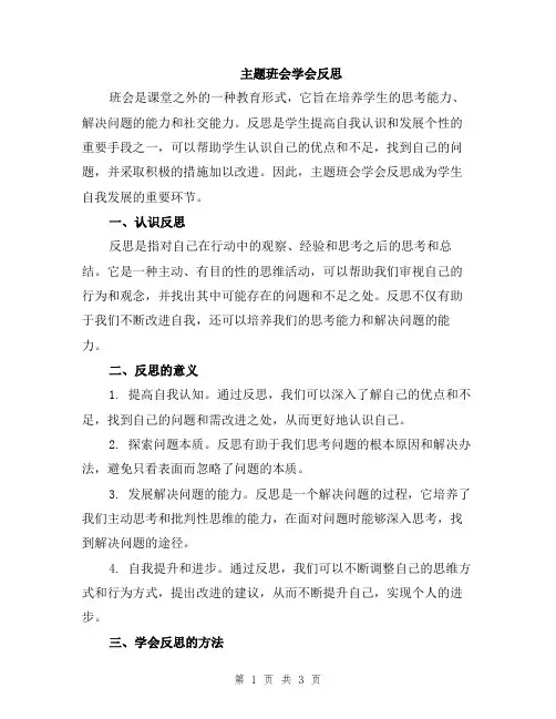 主题班会学会反思