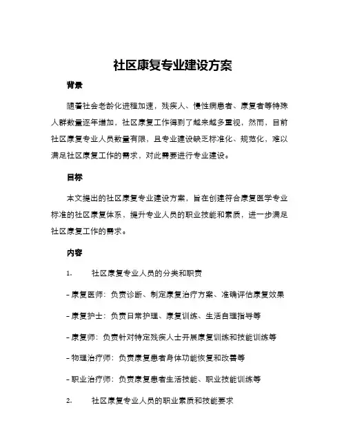社区康复专业建设方案
