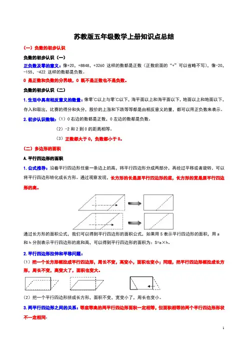 苏教版五上数学知识点