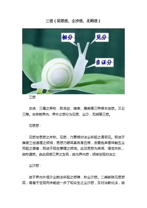 三惑（见思惑、尘沙惑、无明惑）