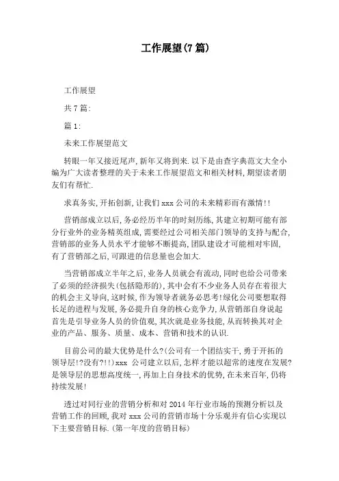 工作展望(7篇)