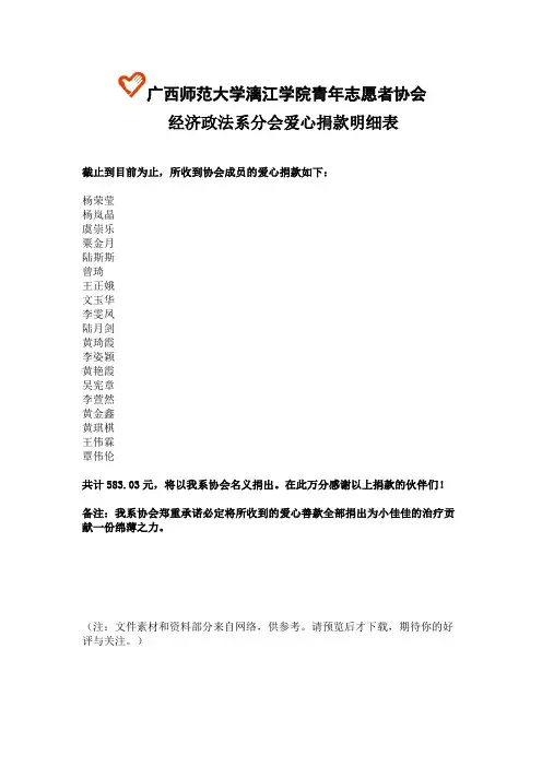 小佳佳爱心捐款明细表(Word)