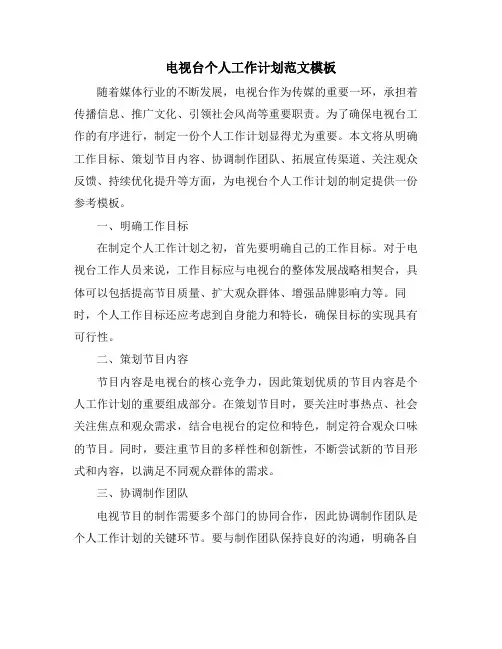 电视台个人工作计划范文模板