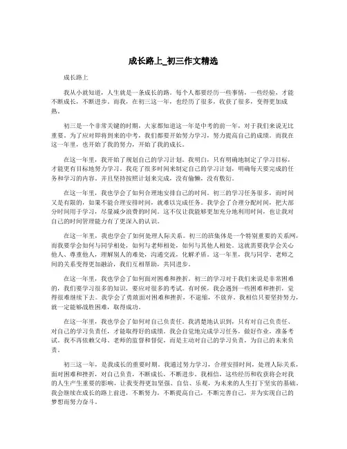 成长路上_初三作文精选