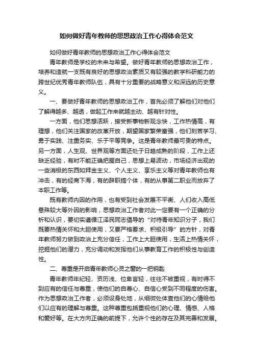 如何做好青年教师的思想政治工作心得体会范文