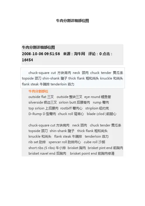 牛肉分割详细部位图