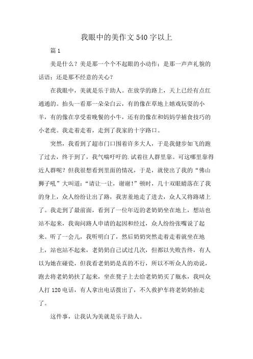 我眼中的美作文540字以上